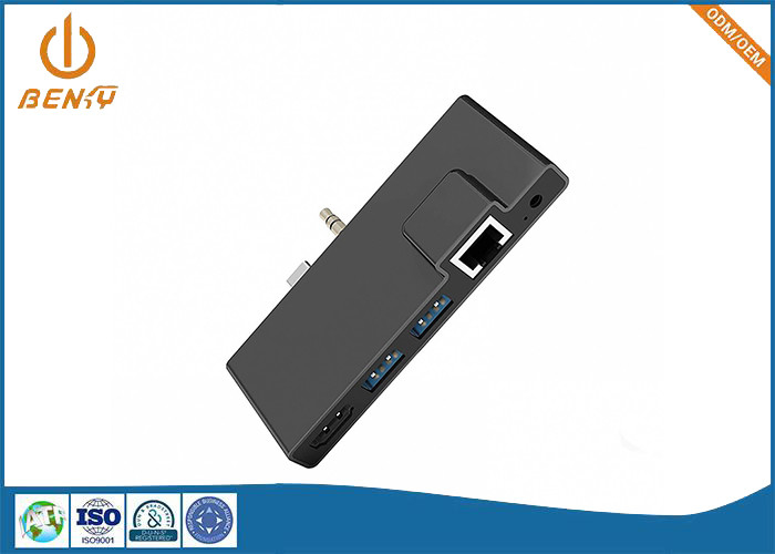 USB সংযোগকারী মেশিনিং অ্যালুমিনিয়াম শেল 6 ইন 1 ডকিং স্টেশন অ্যাডাপ্টার USB মাল্টিপোর্ট হাব